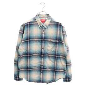 SUPREME(シュプリーム) サイズ:M 23SS Shadow Plaid Flannel Shirt シャドウプレイド ボタンダウン チェックフランネル 長袖シャツ ブルー【中古】【程度A】【カラーブルー】【取扱店舗BRING福岡天神店】