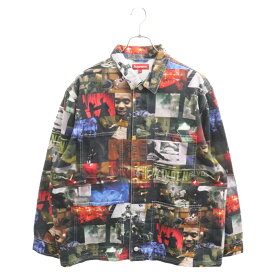 SUPREME(シュプリーム) サイズ:L 21AW NAS AND DMX COLLAGE DENIM CHORE COA ナズ ムービーフォト デニムジャケット 総柄 マルチカラー【中古】【程度A】【カラーマルチカラー】【取扱店舗BRING札幌店】