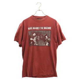 VINTAGE(ヴィンテージ) サイズ:L 90s rage against the machine レイジアゲインストザマシーン プリント クルーネック半袖カットソーTシャツ レッド【中古】【程度C】【カラーレッド】【取扱店舗AWESOME原宿店】