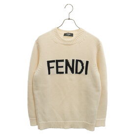 FENDI(フェンディ) サイズ:50 ロゴニット セーター ホワイト FZZ387 A3M3【中古】【程度B】【カラーホワイト】【取扱店舗BRING札幌店】