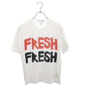 COMME des GARCONS(コムデギャルソン) サイズ:XL FRESH FRESH PRINT TEE フロントプリント半袖Tシャツ ホワイト FK-T006【中古】【程度B】【カラーホワイト】【オンライン限定商品】