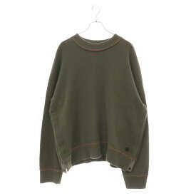 Sacai(サカイ) サイズ:4 Cashmere Knit Pullover 22-02860M Sロゴプレート カシミアニットプルオーバー カーキ/オレンジ【中古】【程度B】【カラーグリーン】【取扱店舗BRING京都河原町店】