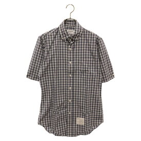 THOM BROWNE(トムブラウン) サイズ:1 チェック ボタンダウンシャツ 半袖シャツ ネイビー/ホワイト【中古】【程度A】【カラーネイビー】【オンライン限定商品】