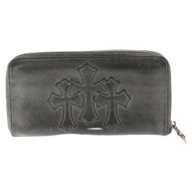 CHROME HEARTS(クロムハーツ) REC F ZIP 3セメタリー クロスパッチ ラウンドファスナー ロングウォレット 長財布 グレー【中古】【程度B】【カラーグレー】【取扱店舗渋谷】