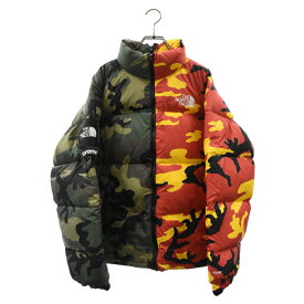 SUPREME(シュプリーム) サイズ:M 24SS × The North Face Split Nuptse Jacket Camo ザノースフェイス スプリットヌプシ ダウンジャケット カモフラ カーキ/レッド ND02400I【中古】【程度A】【カラーグリーン】【オンライン限定商品】