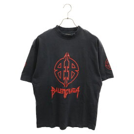 BALENCIAGA(バレンシアガ) サイズ:XXS 23SS Metal BB Logo Tee Medium Fit ヴィンテージ加工 ミディアムフィットメタルBBロゴ半袖Tシャツ ブラック 764235 TPVI2【中古】【程度A】【カラーブラック】【取扱店舗BRING渋谷ANNEX店】