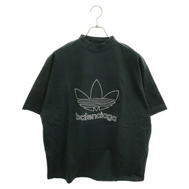 BALENCIAGA(バレンシアガ) サイズ:L ×adidas アディダス 22AW Oversized Tee ロゴプリントオーバーサイズクルーネック半袖Tシャツ ブラック 723976【中古】【程度A】【カラーブラック】【取扱店舗BRING札幌店】