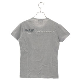 EMPORIO ARMANI(エンポリオアルマーニ) サイズ:M ロゴプリント クルーネック コットン 半袖Tシャツ カットソー グレー【中古】【程度B】【カラーグレー】【オンライン限定商品】