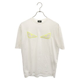 FENDI(フェンディ) サイズ:M バグズキルティングパッチ半袖Tシャツ FAF538 A8JT ホワイト【中古】【程度B】【カラーホワイト】【取扱店舗BRING梅田茶屋町店】