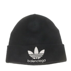 BALENCIAGA(バレンシアガ) ×ADIDAS LOGO BEANIE 724009 443B1 ×アディダス ロゴ刺繍 ビーニー ブラック ニットキャップ ニット帽【中古】【程度A】【カラーブラック】【取扱店舗原宿】