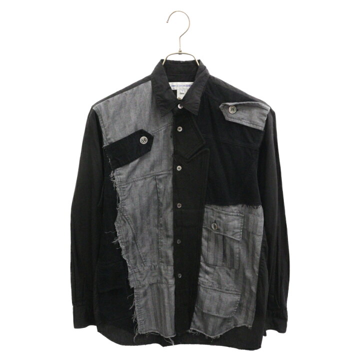 COMMEdesGARCONS SHIRT】異素材ドッキング ロングシャツ S - その他