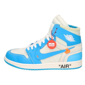 NIKE(ナイキ) サイズ:25.0cm ×OFF-WHITE AIR JORDAN 1 POWDER BLUE UNC×オフホワイト エアジョーダン1 パウダーブルー ハイカットスニーカー ホワイト/ブルー US7/25cm AQ0818-148【中古】【程度A】【カラーホワイト】【取扱店舗渋谷】