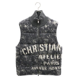 DIOR(ディオール) サイズ:L 20AW Atelier Logo Design Jacquard Vest アトリエロゴ ジャガード ダウンベスト 043J400A0664 グレー【新古品/中古】【程度S】【カラーグレー】【取扱店舗BRING福岡天神店】