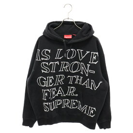 SUPREME(シュプリーム) サイズ:L 23SS Stronger Than Fear Hooded Sweatshirt ストロンガー ザン フィアー 刺繍 フーデッド スウェット プルオーバー パーカー ブラック【中古】【程度B】【カラーブラック】【取扱店舗BRING福岡天神店】