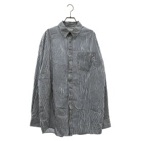 Calvin Klein(カルバンクライン) サイズ:M CAROUSEL LS OVRSZD WARP SHIRT カルセール オーバーサイズ ワープ ストライプ 長袖シャツ ホワイト/ネイビー 40LM116【中古】【程度A】【カラーホワイト】【オンライン限定商品】