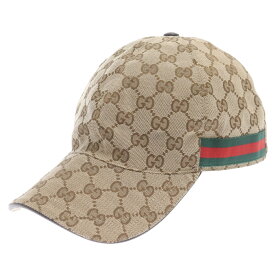 GUCCI(グッチ) サイズ:M GGキャンパス ベースボールキャップ ベージュ 200035【中古】【程度B】【カラーブラウン】【取扱店舗BRING梅田茶屋町店】