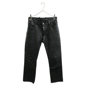 CHROME HEARTS(クロムハーツ) サイズ:31相当 LTHR PANTS クロスボールボタンフレアニーレザーパンツ【中古】【程度A】【カラーブラック】【取扱店舗OneStyle新宿店】