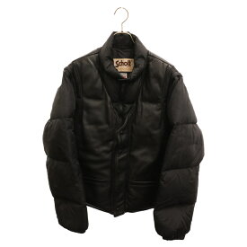 SUPREME(シュプリーム) サイズ:M × schott ショット 18AW Down Leather Vest Jacket レザー ベスト ダウンジャケットブルゾン ブラック【中古】【程度A】【カラーブラック】【オンライン限定商品】
