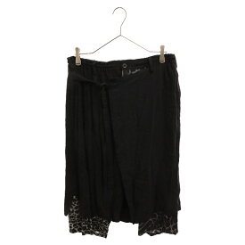 BLACK Scandal Yohji Yamamoto(ブラックスキャンダルヨウジヤマモト) サイズ:2 19SS LEOPARD WRAP PANTS レオパード レーヨン ラップパンツ ブラック HH-P92-845【中古】【程度A】【カラーブラック】【取扱店舗BRING京都河原町店】