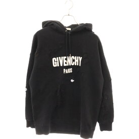 GIVENCHY(ジバンシィ) サイズ:S 19SS デストロイ加工 ロゴプリント フーディー プルオーバーパーカー ブラック【中古】【程度B】【カラーブラック】【取扱店舗BRINGアメリカ村店】