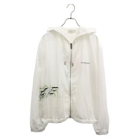 GIVENCHY(ジバンシィ) サイズ:48 20SS PEONY PRINTED WINDBREAKER ロゴプリント ナイロン ウィンドブレーカー ジップアップ ジャケット ホワイト BM00C412SZ【中古】【程度B】【カラーホワイト】【取扱店舗BRINGアメリカ村店】