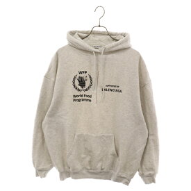 BALENCIAGA(バレンシアガ) サイズ:M BB Logo printed Hoodie BB モード ロゴパーカー プルオーバー ロゴプリント フーディ グレー 570792【中古】【程度B】【カラーグレー】【取扱店舗原宿】