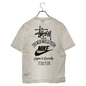 NIKE(ナイキ) サイズ:S ×Stussy The Wide World Tribe T-Shirt ステューシー ワールド ロゴプリント半袖Tシャツカットソー ホワイト DV1774-100【新古品/中古】【程度S】【カラーホワイト】【取扱店舗渋谷】