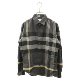 BURBERRY(バーバリー) サイズ:S メガチェック長袖シャツ グレー 8050329【中古】【程度A】【カラーグレー】【オンライン限定商品】