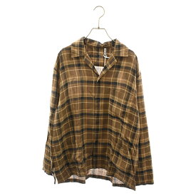 KAPTAIN SUNSHINE(キャプテンサンシャイン) サイズ:38 OPEN COLLAR SHIRT JACKET チェック柄 オープンカラー長袖シャツ ブラウン KS24SSH09【中古】【程度A】【カラーブラウン】【オンライン限定商品】