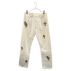 CHROME HEARTS(クロムハーツ) サイズ:32 ×LEVI'S U VNTG JEAN WH RED TAB リーバイス レオパードクロスパッチ付きホワイトデニムパンツ【中古】【程度B】【カラーホワイト】【取扱店舗BRING札幌店】