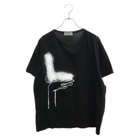 Yohji Yamamoto POUR HOMME(ヨウジヤマモト プールオム) サイズ:3 22SS HAND PRINT SHORT SLEEVES ハンド プリント ショート スリーブ 半袖Tシャツ HG-T82-082 ブラック【中古】【程度A】【カラーブラック】【オンライン限定商品】