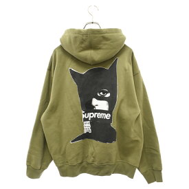 SUPREME(シュプリーム) サイズ:L 23AW Catwoman Hooded Sweatshirt キャットウーマン プルオーバースウェットパーカー カーキ【中古】【程度A】【カラーグリーン】【オンライン限定商品】