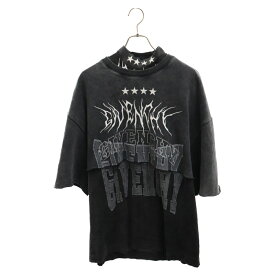 GIVENCHY(ジバンシィ) サイズ:S 22AW オーバーラップエフェクト刺繍レイヤードTシャツ ブラック/グレー BM71FE3Y8T【中古】【程度B】【カラーブラック】【取扱店舗渋谷】