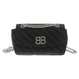 BALENCIAGA(バレンシアガ) ロゴ総柄 BB ラウンド チェーン ショルダー ナイロン バッグ ブラック【中古】【程度A】【カラーブラック】【取扱店舗BRING渋谷ANNEX店】