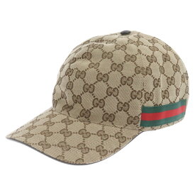 GUCCI(グッチ) サイズ:L GGスプリーム シェリーライン ベースボールキャップ 帽子 200035 ベージュ【中古】【程度A】【カラーベージュ】【取扱店舗BRING渋谷ANNEX店】