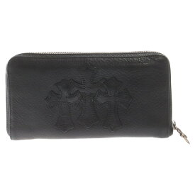 CHROME HEARTS(クロムハーツ) サイズ:- REC ZIP 3セメタリークロス ラウンドジップ レザーウォレット 長財布 シルバー/ブラック【中古】【程度A】【カラーシルバー】【取扱店舗OneStyle原宿店】