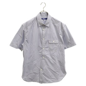 JUNYA WATANABE COMME des GARCONS(ジュンヤワタナベ コムデギャルソン) サイズ:M 24SS Short Sleeve Shirt ストライプショートスリーブ 半袖シャツ ブルー/ホワイト【新古品/中古】【程度S】【カラーブルー】【取扱店舗BRING梅田茶屋町店】