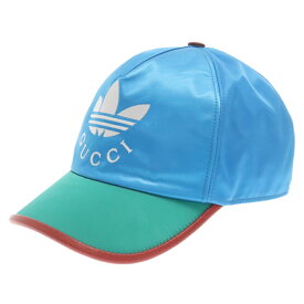 GUCCI(グッチ) サイズ:XS 22SS ×Adidas Baseball Hat 703825 4HAQD アディダス ロゴ刺繍 ベースボールキャップ 帽子 ブルー【新古品/中古】【程度S】【カラーブルー】【オンライン限定商品】