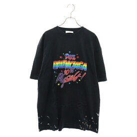 BALENCIAGA(バレンシアガ) サイズ:S 22AW Slogan Print Large Fit T-Shirt 641655 TMVH3 ダメージ 加工 ロゴ プリント 半袖Tシャツ ブラック【中古】【程度A】【カラーブラック】【取扱店舗BRING渋谷ANNEX店】