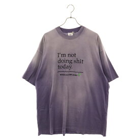 VETEMENTS(ヴェトモン) サイズ:S 23SS I'm Not Doing Shit Today ダメージ加工 刺繍半袖Tシャツ パープル UE63TR320L【中古】【程度A】【カラーパープル】【取扱店舗BRING渋谷ANNEX店】