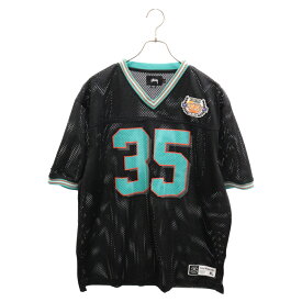 STUSSY(ステューシー) サイズ:XL FOOTBALL MESH JERSEY フットボール メッシュ Vネックゲーム半袖Tシャツ カットソーブラック 114805【中古】【程度B】【カラーブラック】【取扱店舗BRING THRIFT CLOSET】