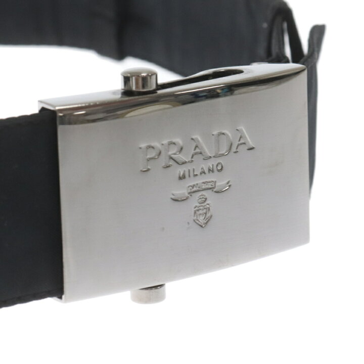楽天市場】PRADA(プラダ) ロゴシルバーバックル キャンバス ガチャ  