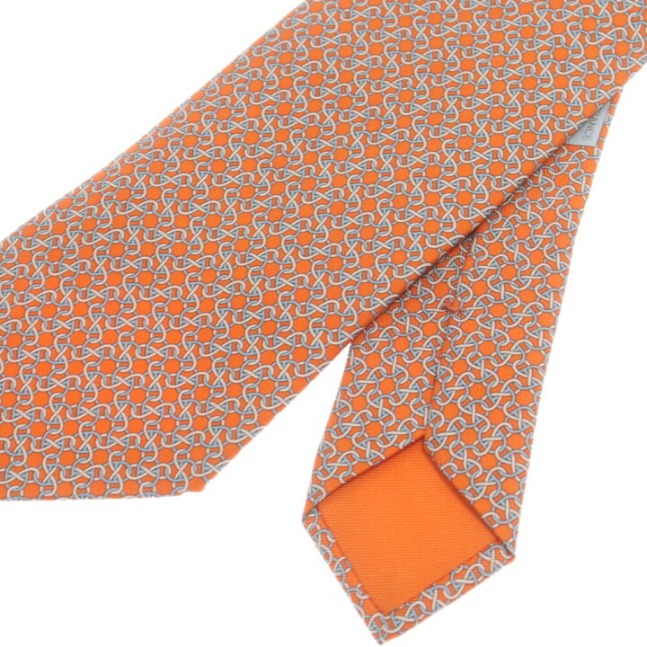 楽天市場】HERMES(エルメス) シルク チェーン総柄 ネクタイ オレンジ 