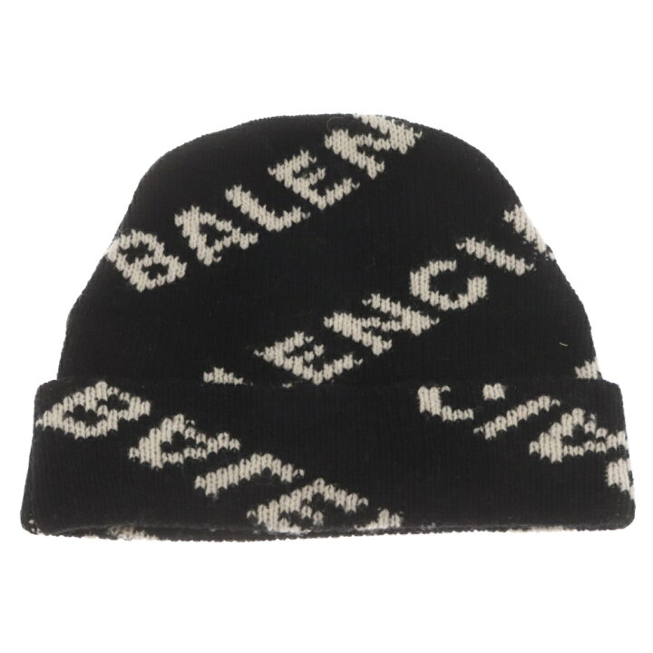 楽天市場】BALENCIAGA(バレンシアガ) 総柄ロゴニットキャップ ビーニー 