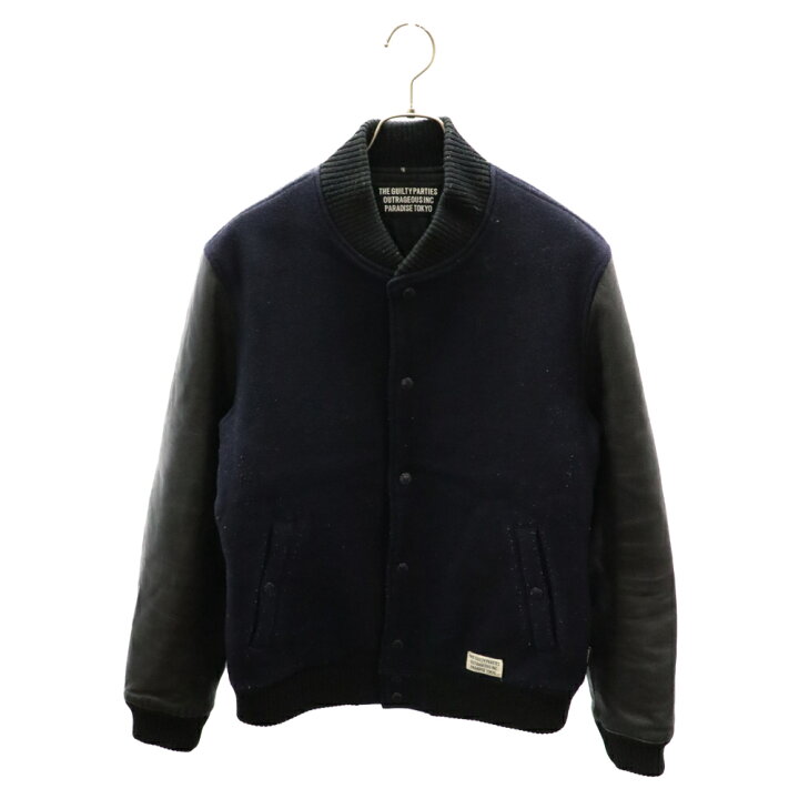 WACKO MARIA 裏地レオパード柄袖レザースタジャン カシミヤ混 （楽天  