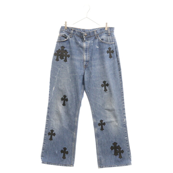 クロムハーツ U VNTG 凌ぎ JEAN BL/ORNG TAB クロスパッチ付き  