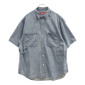 SUPREME(シュプリーム) サイズ:L 23SS Loose Fit S/S Denim Painter Shirts ルーズフィット 半袖デニムシャツ ペインター ブルー【中古】【程度A】【カラーブルー】【取扱店舗BRING梅田茶屋町店】