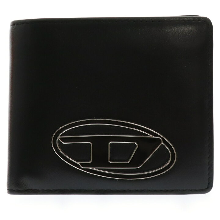 極美品】ディーゼル DIESEL 3つ折り財布 ミニウォレット Dロゴ 黒 