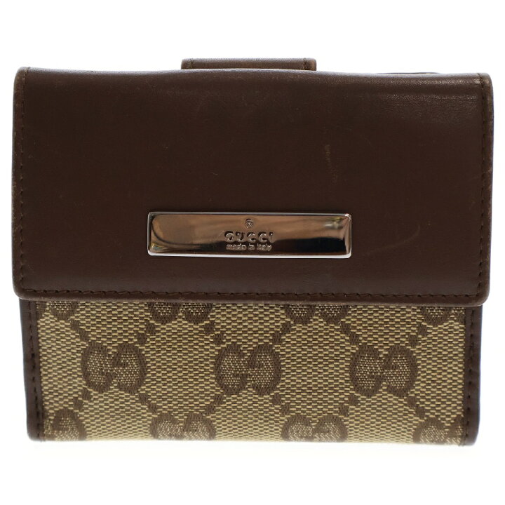 楽天市場】GUCCI(グッチ) GGキャンバス三つ折り財布 レザー ブラウン 