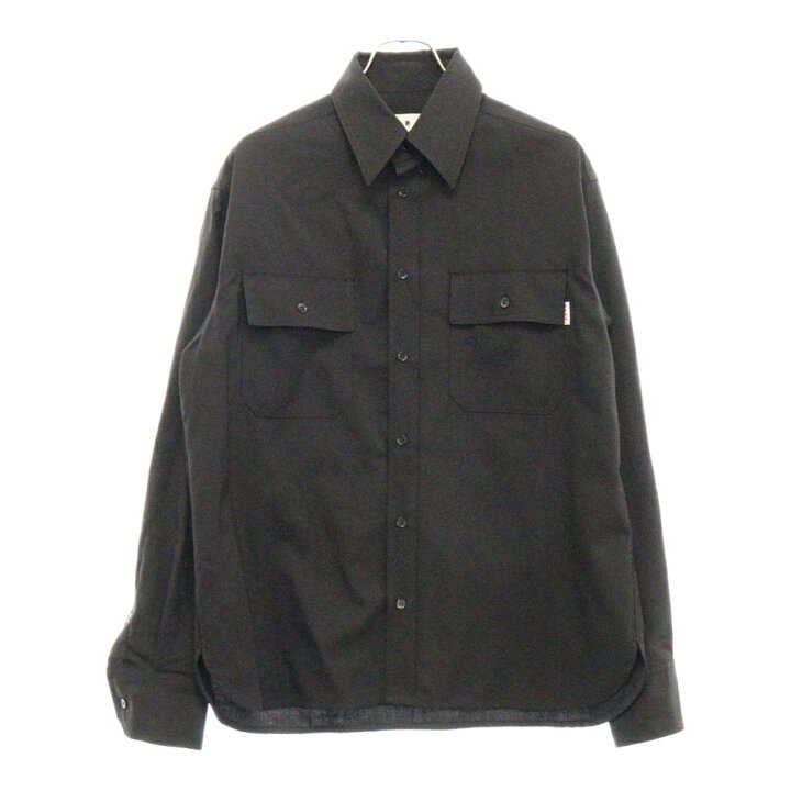 MARNI レザーシャツジャケット 黒マルニサイズ46